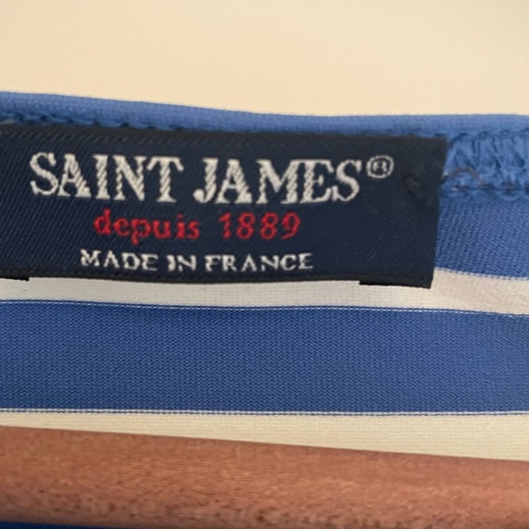 Saint James Womens Striped 3/4 Sleeve Dress - Blue and white striped - Size 4 - Picture 3 of 3